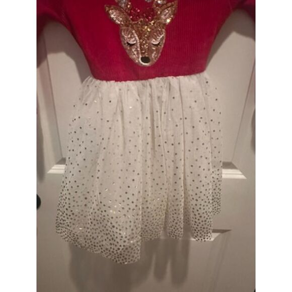 NWOT Zunie Reindeer Tulle Christmas Holiday Red Girl Dress Size 4 - Picture 6 of 10